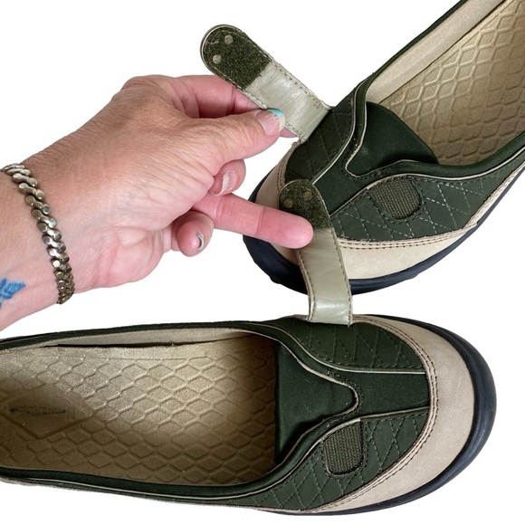 Lands End Flats Loafers Womens 9B Tan/Forest Green Leather Slip On Comfort Shoes - Picture 9 of 13